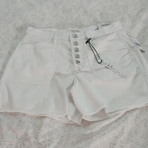 Nomad White Button-Front Jean Shorts